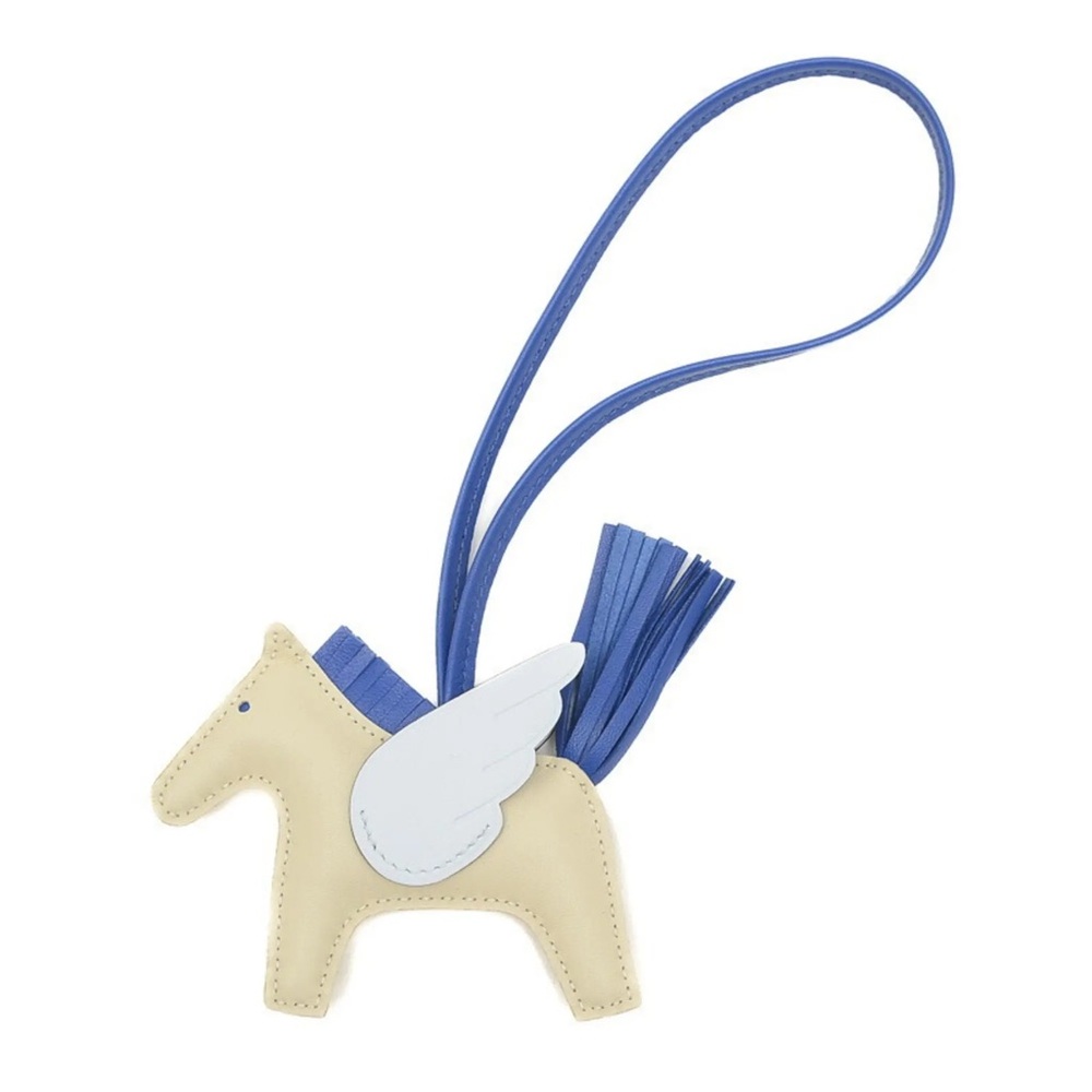 NEW Hermes Rodeo Pegasus PM Charm Craie/Blue France/Blue Brume RARE Authentic